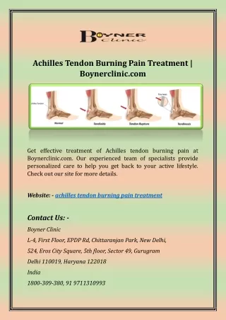 Achilles Tendon Burning Pain Treatment | Boynerclinic