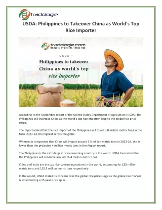 USDA: Philippines to Takeover China as World's Top Rice Importer