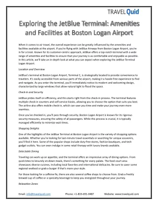 Exploring the JetBlue Terminal: Amenities and Facilities at Boston Logan Airport