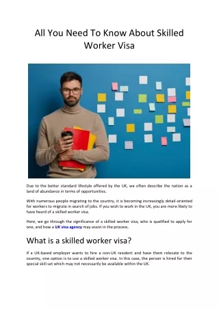 All You Need To Know About Skilled Worker Visa