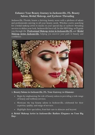 Enhance Your Beauty Journey in Jacksonville, FL Beauty Salons, Bridal Makeup, and Eyebrow Threading