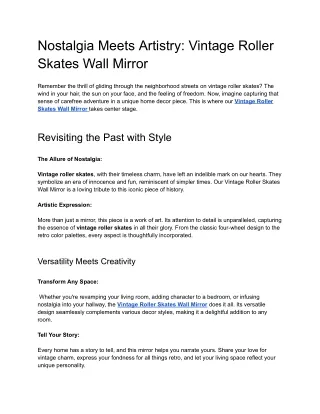 Nostalgia Meets Artistry_ Vintage Roller Skates Wall Mirror