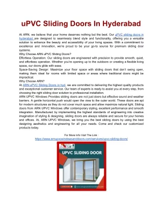 uPVC Sliding Doors In Hyderabad