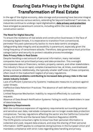 Ensuring Data Privacy in the Digital Transformation of Real Estate