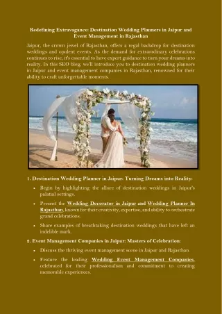 Redefining Extravagance Destination Wedding Planners in Jaipur and Event Management in Rajasthan