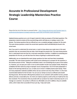 Accurate In Professional Development Strategic Leadership Masterclass Practice C