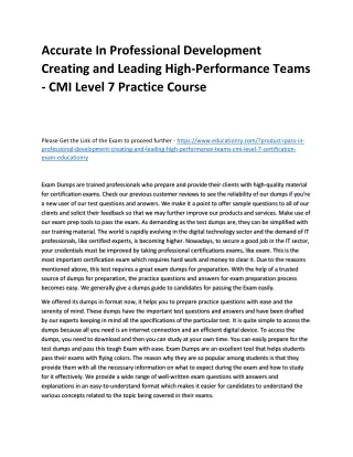 Accurate In Professional Development Creating and Leading High-Performance Teams