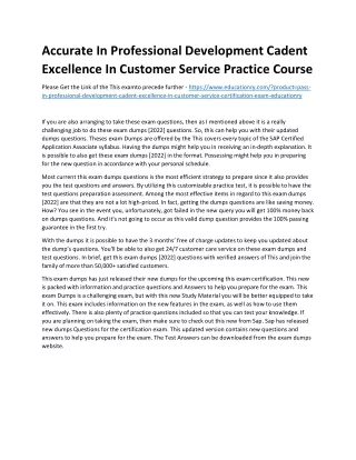 Accurate In Professional Development Cadent Excellence In Customer Service Pract