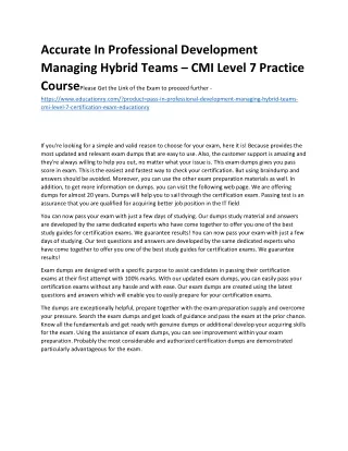 Accurate In Professional Development Managing Hybrid Teams – CMI Level 7 Practic