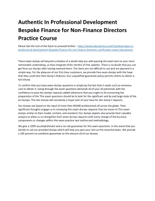 Authentic In Professional Development Bespoke Finance for Non-Finance Directors