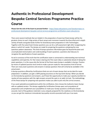 Authentic In Professional Development Bespoke Central Services Programme Practic