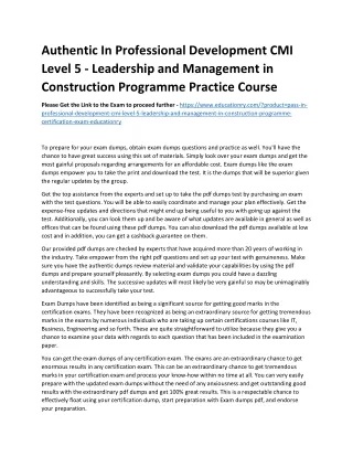 Authentic In Professional Development CMI Level 5 - Leadership and Management in