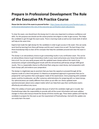Prepare In Professional Development The Role of the Executive PA Practice Course