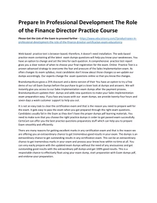 Prepare In Professional Development The Role of the Finance Director Practice Co