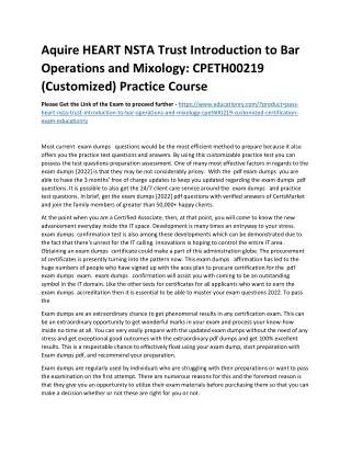 Aquire HEART NSTA Trust Introduction to Bar Operations and Mixology: CPETH00219