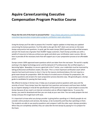 Aquire CareerLearning Executive Compensation Program Practice Course