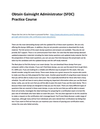 Obtain Gainsight Administrator (SFDC) Practice Course