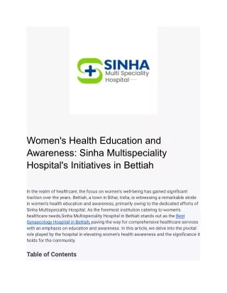 Women's Health Education and Awareness_ Sinha Multispeciality Hospital's Initiatives in Bettiah