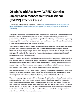 Obtain World Academy (WARD) Certified Supply Chain Management Professional (CSCM