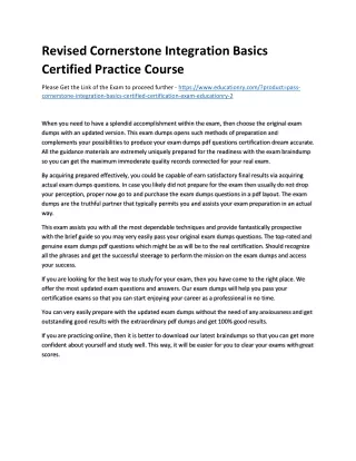 Revised Cornerstone Integration Basics Certified Practice Course
