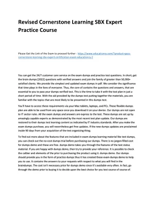 Revised Cornerstone Learning SBX Expert Practice Course