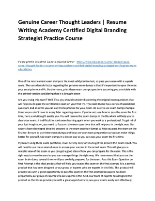 Genuine Career Thought Leaders | Resume Writing Academy Certified Digital Brandi