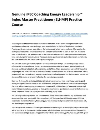 Genuine iPEC Coaching Energy Leadership™ Index Master Practitioner (ELI-MP) Prac