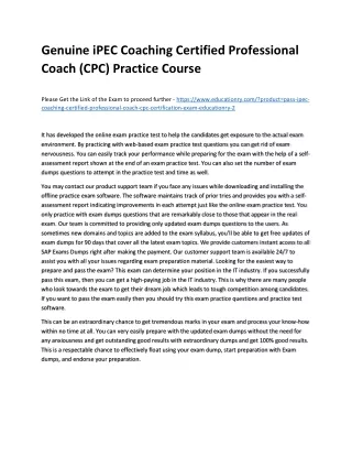 Genuine iPEC Coaching Certified Professional Coach (CPC) Practice Course