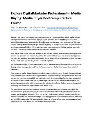 Explore DigitalMarketer Professional in Media Buying: Media Buyer Bootcamp Pract