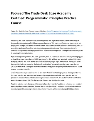 Focused The Trade Desk Edge Academy Certified: Programmatic Principles Practice