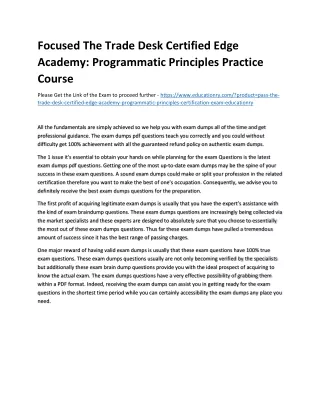 Focused The Trade Desk Certified Edge Academy: Programmatic Principles Practice