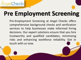 Pre Employment Screening