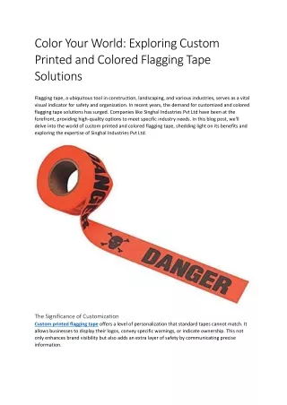 Color Your World Exploring Custom Printed and Colored Flagging Tape Solutions