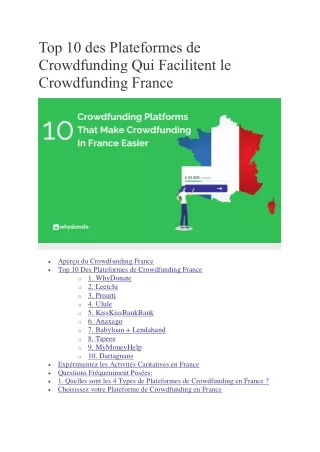 Top 10 Des Plateformes De Crowdfunding Qui Facilitent Le Crowdfunding France