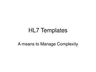 HL7 Templates