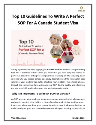 Top 10 Guidelines To Write A Perfect SOP For A Canada Student Visa