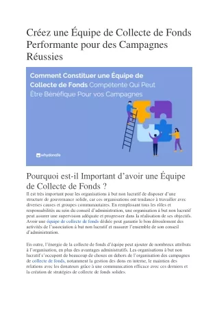 Comment Constituer Une Équipe De Collecte De Fonds Compétente  WhyDonate