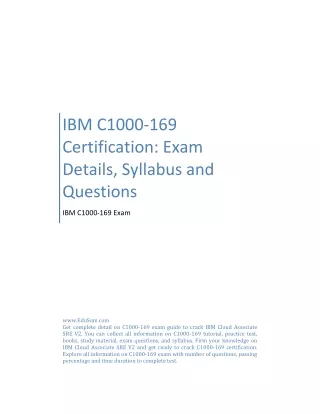 IBM C1000-169 Certification: Exam Details, Syllabus and Questions