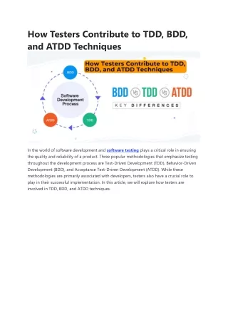 How Testers Contribute to TDD, BDD, and ATDD Techniques