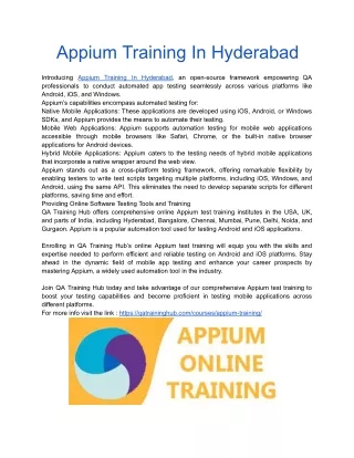 Appium Training In Hyderabad