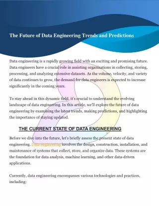 The Future of Data Engineering Trends and Predictions