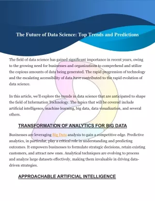 The Future of Data Science Top Trends and Predictions