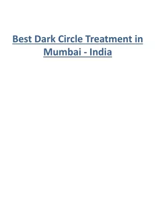 Best Dark Circle Treatment in Mumbai - India