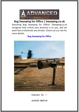 Bug Sweeping for Office   Sweeping.co.uk.