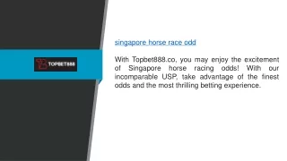 Singapore Horse Race Odd Topbet888.co