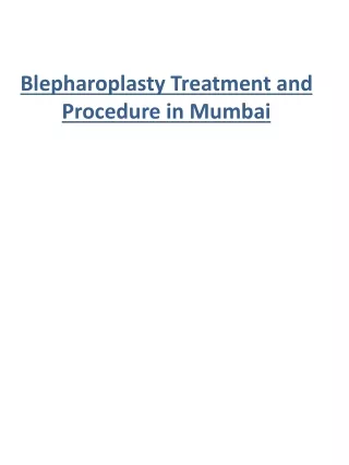 Blepharoplasty Treatment and Procedure in Mumbai