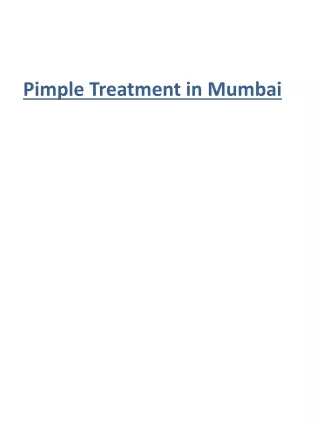 Pimple Treatment in Mumbai