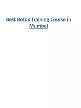 Best Botox Training Course in Mumbai