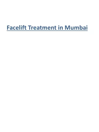 Facelift Treatment in Mumbai