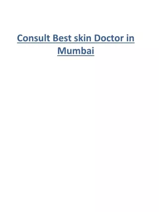 Consult Best skin Doctor in Mumbai